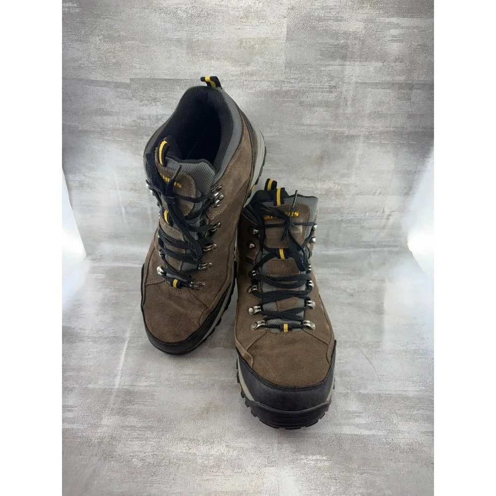 Skechers Men 64869 Brown Leather Waterproof Hiking Boots Size 11